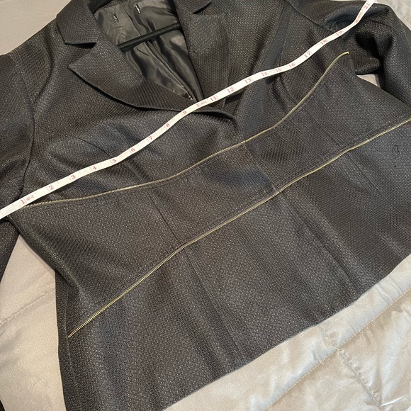 Black womens plus blazer Macy’s no label gold zipper size 22W shimmery - Picture 8 of 10